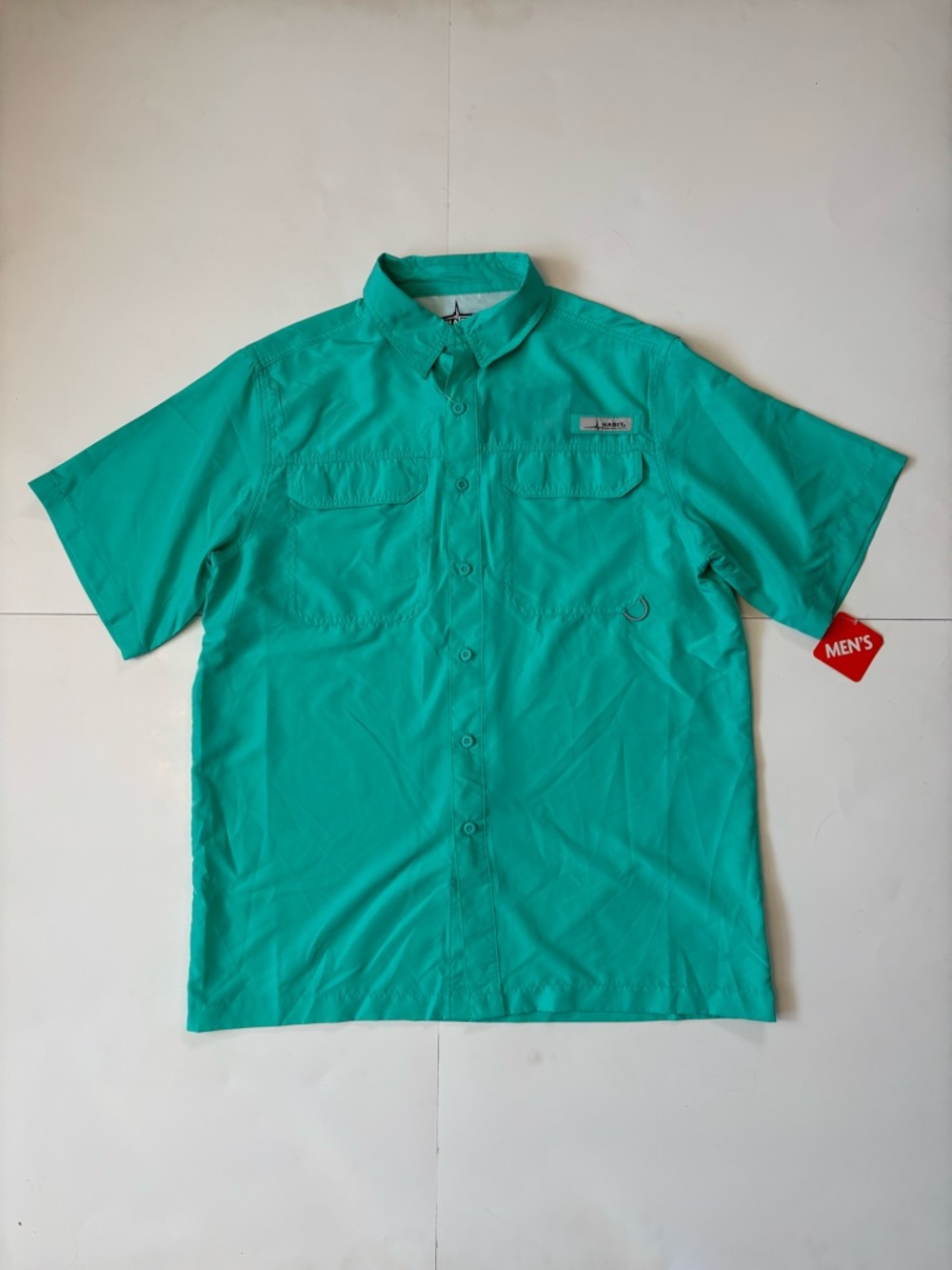 Men's Short-Sleeve Button-Down Shirt in Aqua